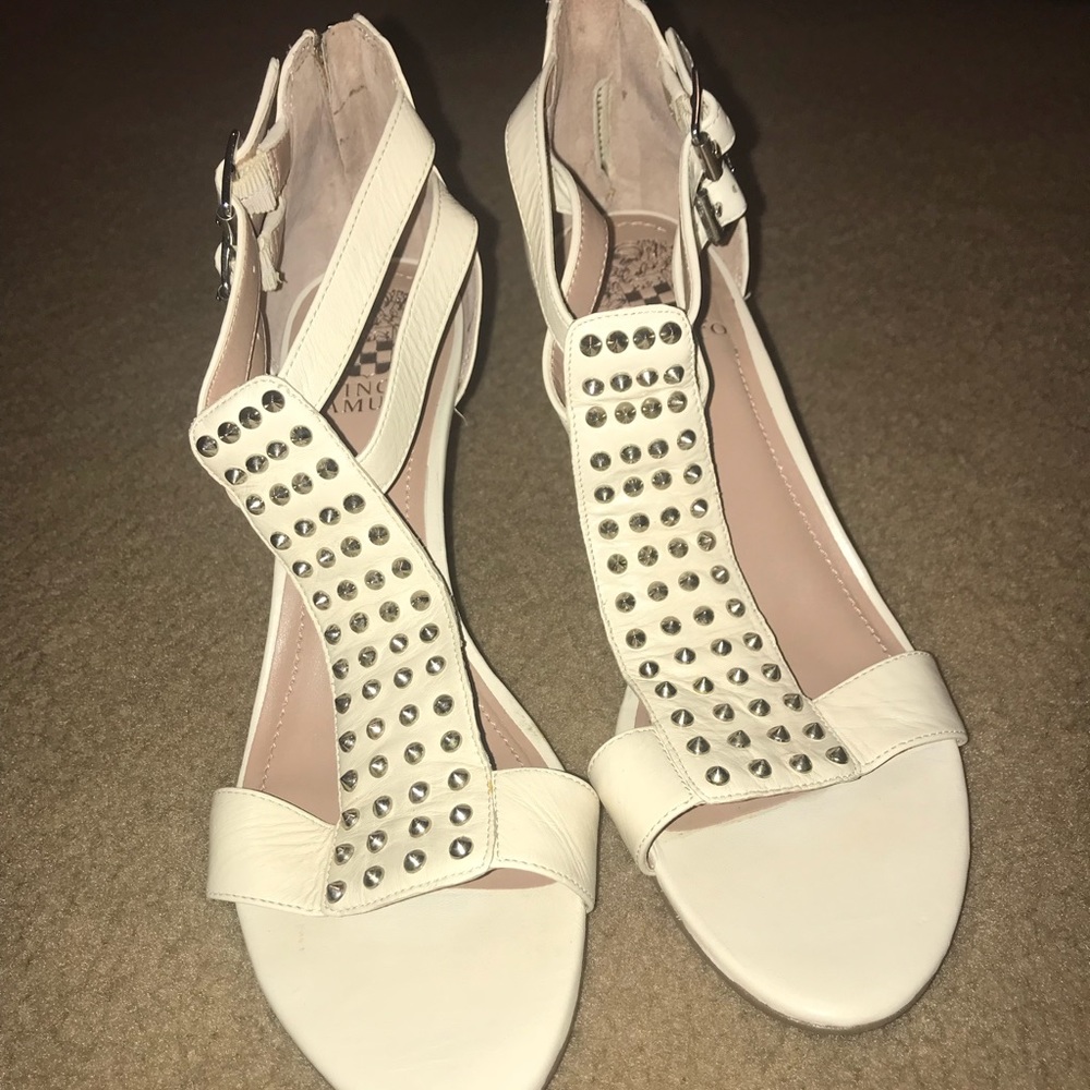 White stud heels